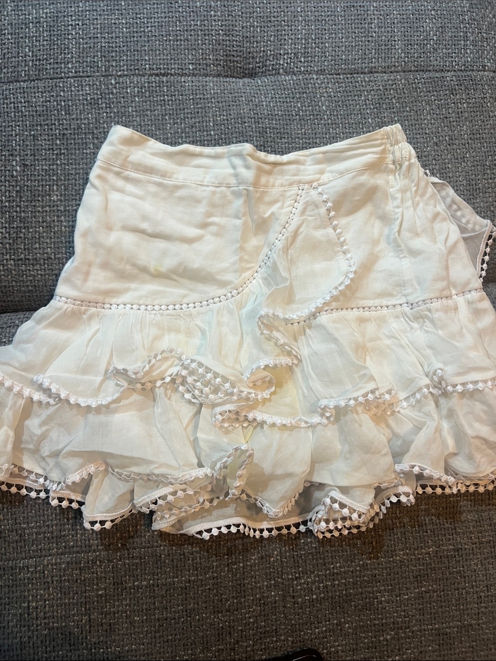 Charo Ruiz White Tiered Pom-Pom Skirt